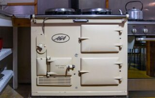 Vintage cream-colored cooking stove